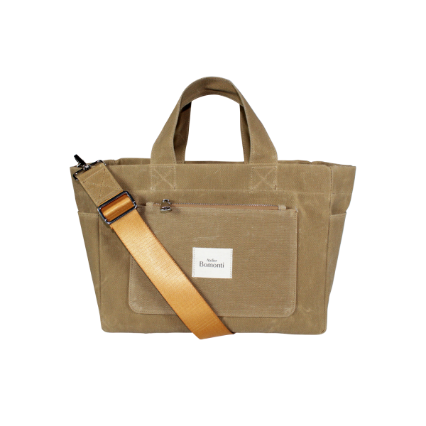 Hishi Tote Bag Camel Mumlu Kanvas Çanta